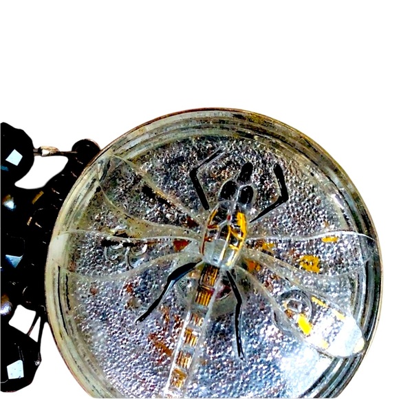 Vintage Dragonfly Button Bracelet set in S925 with Black Onyx and Pearls - Picture 12 of 14